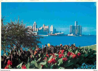 Etats Unis - Detroit - This dramatic view of the eastern shore of Détroit shows Dieppe Park - Buildings - Fleurs - Carte