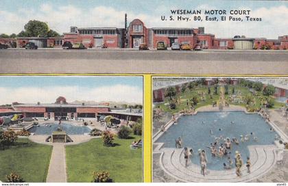 El Paso Texas, Weseman Motor Court, Motel, Swimming Pool, c1950s Vintage Postcard