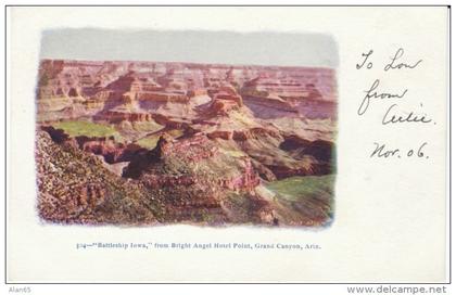 Grand Canyon AZ Arizona, 'Battleship Iowa'Rock Formation, c1900s Vintage Postcard