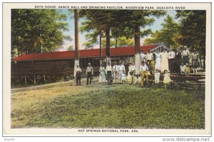 Hot Springs National Park AR Arkansas, Bath House & Drinking Pavilion, Ouachita River Park, c1910s/20s Vintage Postc