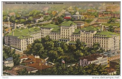 Hot Springs National Park AR Arkansas, Eastman Hotel Lodging, c1930s Vintage Linen Postcard