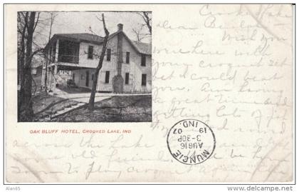 Crooked Lane Indiana, Oak Bluff Hotel, c1900s Vintage Postcard