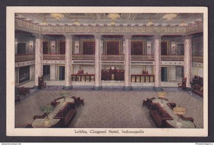 Postcard, United States, Indianapolis IN, Claypool Hotel, Lobby