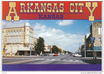 Arkansas City KS Kansas, Downtown Street Scene, Auto, c1990s Vintage Postcard