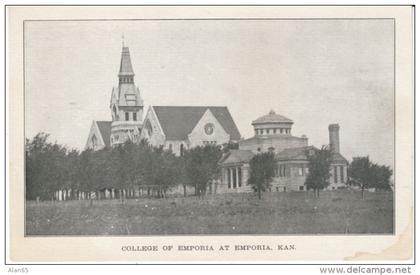 Emporia KS Kansas, College of Emporia Campus Buildings, c1900s/10s Vintage Postcard