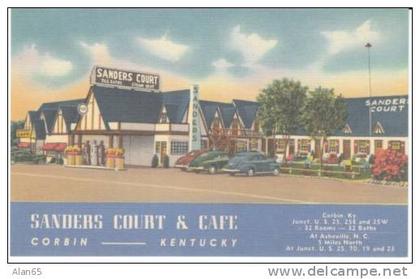 Corbin KY Kentucky, Sanders Court & Cafe, 1990 Reprint  Postcard