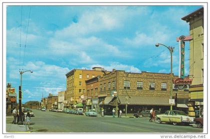 Laramie Wyoming, Grand Avenue Street Scene, Business District, Conor Hotel, Auto, c1950s Vintage Postcard