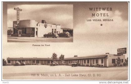 Las Vegas NV Nevada, Wittwer Motel, Lodging, Harold's Drive-in Cafe Sign, c1950s Vintage Postcard