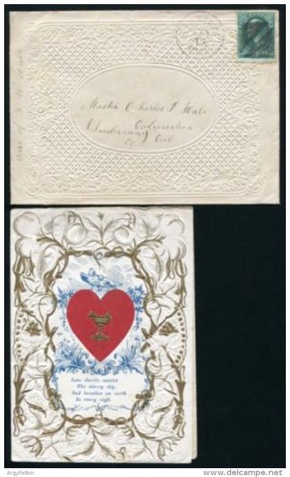 USA VALENTINE CARD 1873 LAWRENCE, MASSACHUSETTS