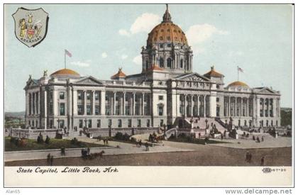 Little Rock AR Arkansas, State Capitol Building, State Emblem, c1910s Vintage Postcard