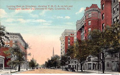 LOUISVILLE (KY) Looking East on Broadway, showing Y.M.C.A. On left and Weissinger-Gaulbert Apartments on right