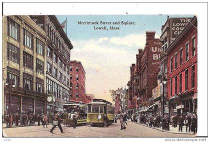 Merrimack Street and Square, LOWELL, Mass.