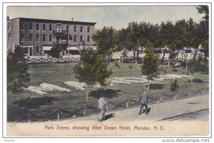 Mandan North Dakota, Inter Ocean Hotel, Park Scene, c1900s10s Vintage Postcard