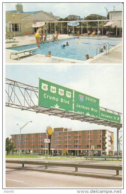 Memphis TN Tennessee, Quality Courts Motel, Lodging, Highway Signs, c1960s Vintage Postcard