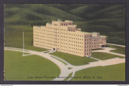 Postcard, United States, Minot ND, John Moses Veterans' Memorial Hospital