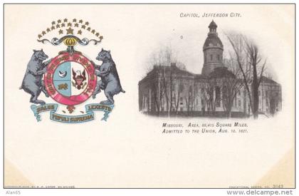 Missouri State Capitol Building, Jefferson City MO c1900s Vintage Postcard, Paducah KY Clothing Store Message on back