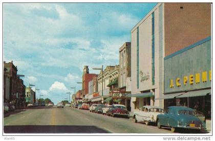 Statesville NC North Carolina, Center Street Scene, Movie Theatre, Auto, Stores, c1950s Vintage Postcard