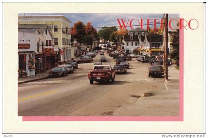 Wolfsboro NH New Hampshire, Street Scene View of New England Town on Modern Postcard, Auto Pick-up Truck, Shops