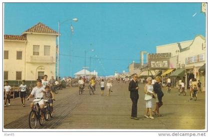 Ocean City NJ New Jersey, Boardwalk Theater Bicycle , c1960s Vintage Postcard