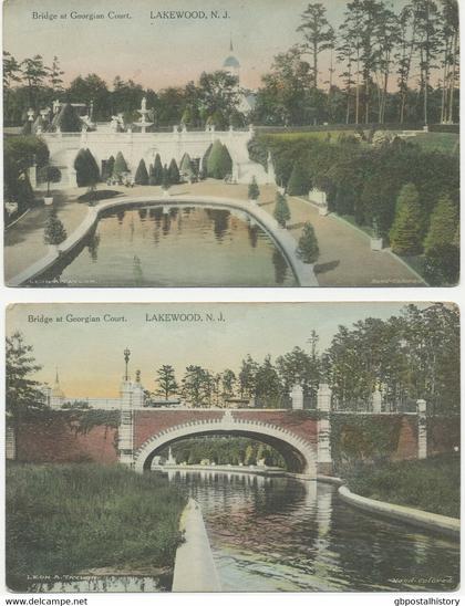 USA 1920 5 different VFU/superb handcoloured postcards (Leon A. Taylor) LAKEWOOD