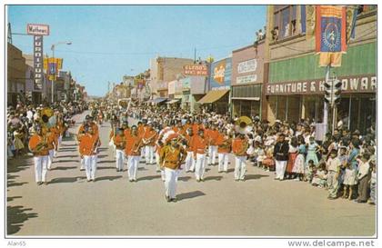 Gallup NM New Mexico, Inter Tribal Ceremonial Parade, Sante Fe Railroad Indian Band, Street Scene 1950s Vintage Postcard