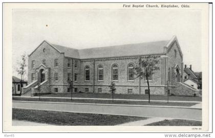 Kingfisher OK Oklahoma, First Baptist Church Building Architecture, c1920s/30s Vintage Postcard