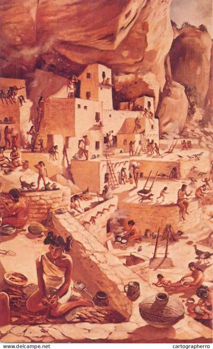 Postcard United States OK Oklahoma Oklahoma City cliff palace in 1270 AD painting by Paul Coze