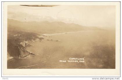 Oregon Coast near Seaside OR Aerial View on Real Photo Postcard