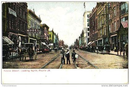 Adams Street, Looking North, Peoria - & tram