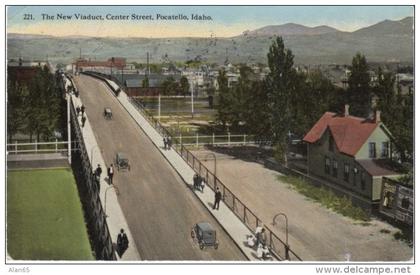 Pocatello Idaho, New Viaduct Center Street Scene, c1910s Vintage Postcard