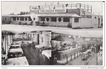 Rapid City South Dakota, Chuck Wagon Cafe Restaurant Interior View, Roadside Atrraction, c1950s Vintage Postcard