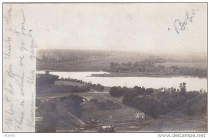 South Dakota, Panoramic View Farm Scene and River Unknown Location Vermilion SD? c1910s Vintage Real Photo Postcard