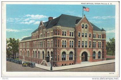 Sioux Falls SD South Dakota, Post Office Downtown, c1910s/20s Vintage Postcard