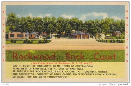 Rockwood TN Tennessee, Rockwood Brick Court Motel Lodging, c1930s/40s Vintage Linen Postcard