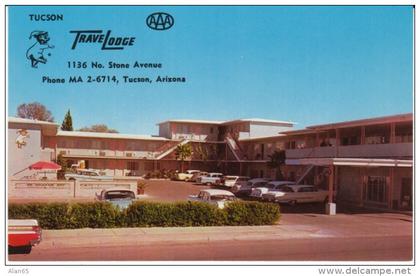 Tucson AZ Arizona, TraveLodge Motel, Auto, c1950s Vintage Postcard