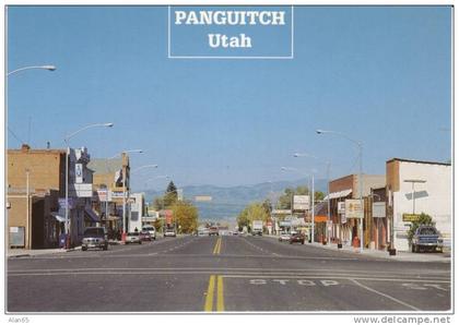 Panguitch UT Utah, Main Street Scene, Autos, c1980s Vintage Postcard