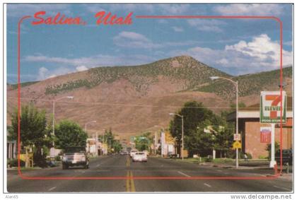 Salina UT Utah, Main Street Scene, Autos, c1980s Vintage Postcard