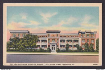 Postcard, United States, Lynchburg VA, Marshall Lodge Memorial Hospital