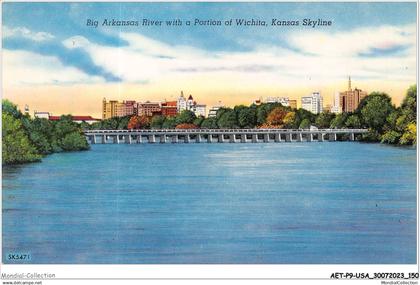 AETP9-USA-0764 - WICHITA - KANSAS SKYLINE - big arkansas river with a portion of wichita