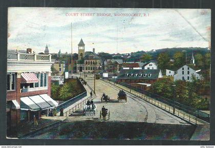 +++ CPA - Amérique - Etats Unis - Rhode Island - WOONSOCKET - Court Street Bridge 19  //