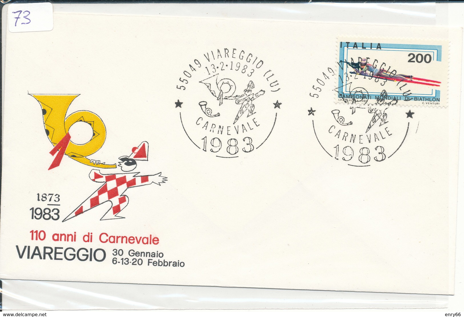 VIAREGGIO -  BUSTA UFFICIALE  CARNEVALE 1983