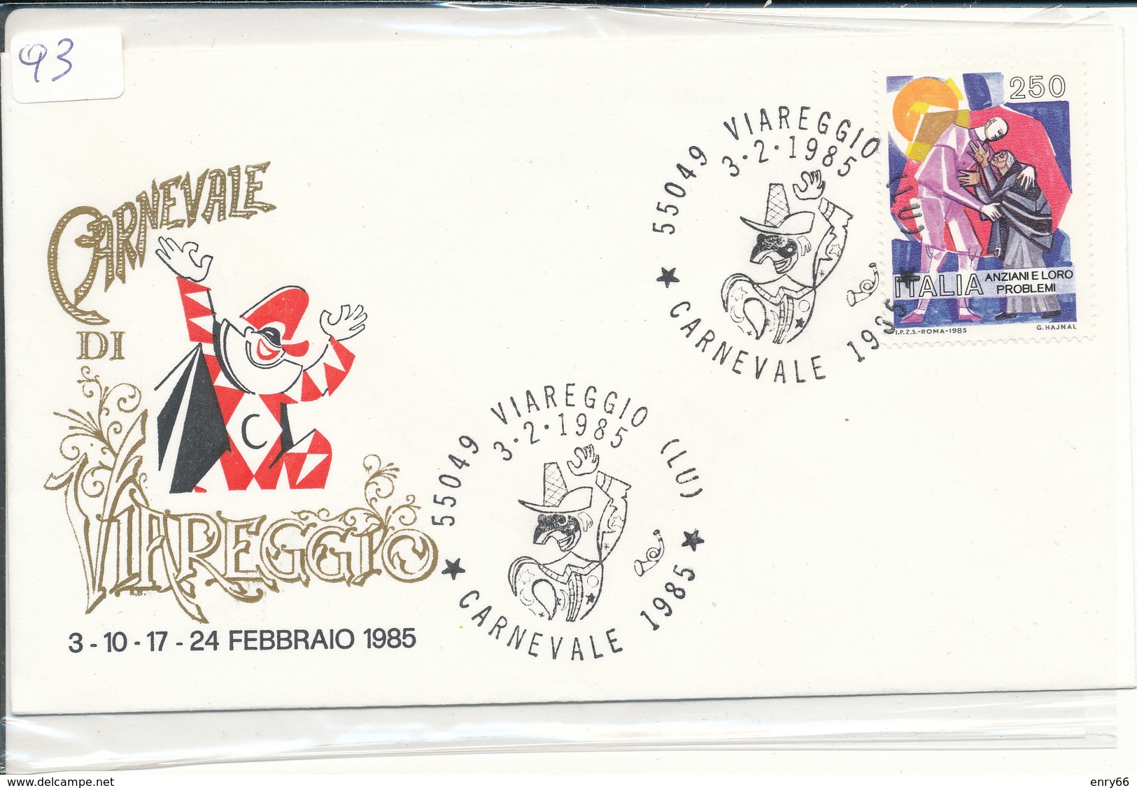 VIAREGGIO -  BUSTA UFFICIALE CARNEVALE 1985