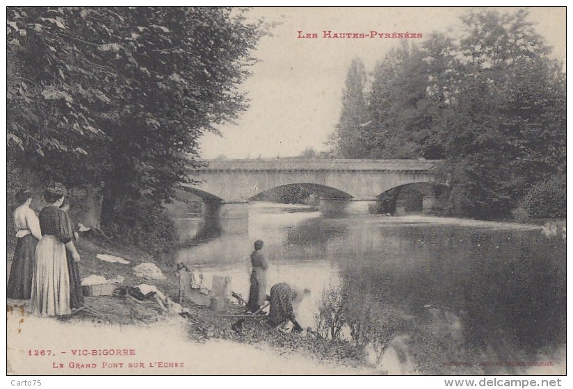 Vic sur Bigorre 65 - Grand Pont sur l'Echez - 1916 - Lavandières