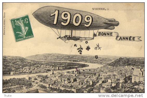 VIENNE BONNE ANNEE 1909 ZEPELLIN