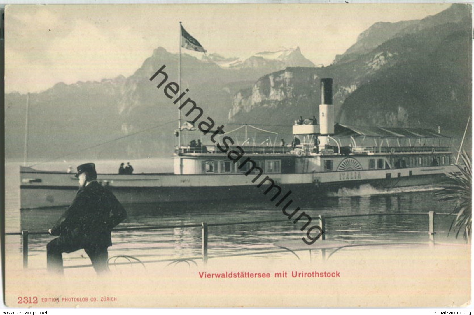 Vierwaldstättersee mit Urirothstock - Fahrgastschiff Italia - Edition Photoglob Co. Zürich ca. 1900