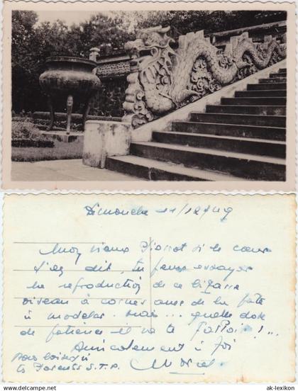 Postcard .Vietnam Việt Nam freres-darmes Drache an Treppe 1909