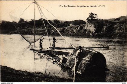 CPA AK VIETNAM Au Tonkin La péche au carrelet (89952)