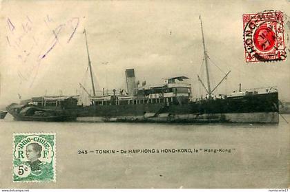 cpa TONKIN - De HAIPHONG à HONG-KONG, le " Hong-Kong" ( Cargo )