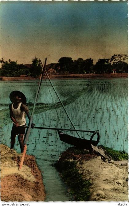 Vietnam Indochina CPA AK Vietnam .- Irrigation des rizieres (193645)