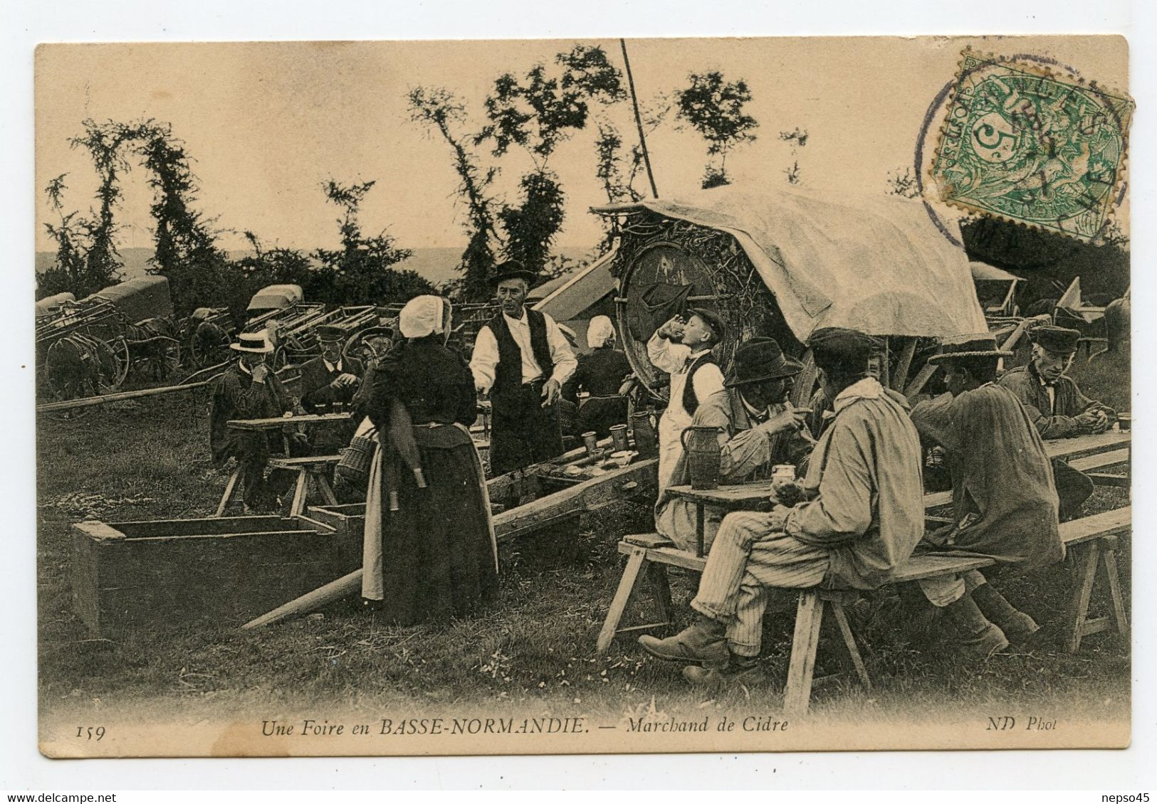 vieux Métier.foire en Basse-Normandie.calvados (14) le marchand de cidre très belle carte rare.